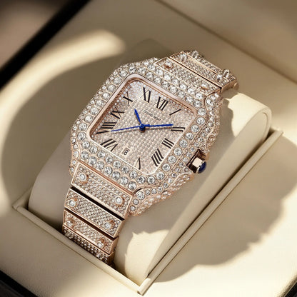 2026 Luxury Full Diamond Watch for Men Women | Unisex Iced Out Roman Quartz Timepiece | Super Sparkly Business Banquet Gift for Valentine'S Day Anniversary Christmas Tiktokshopspringglowup