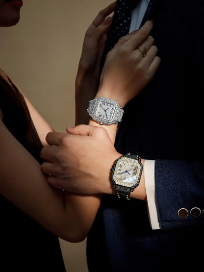 2026 Luxury Full Diamond Watch for Men Women | Unisex Iced Out Roman Quartz Timepiece | Super Sparkly Business Banquet Gift for Valentine'S Day Anniversary Christmas Tiktokshopspringglowup