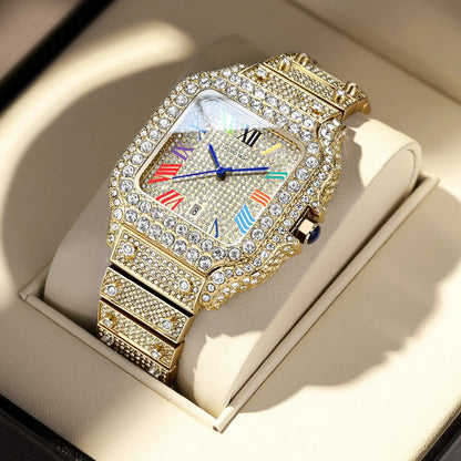 2026 Luxury Full Diamond Watch for Men Women | Unisex Iced Out Roman Quartz Timepiece | Super Sparkly Business Banquet Gift for Valentine'S Day Anniversary Christmas Tiktokshopspringglowup
